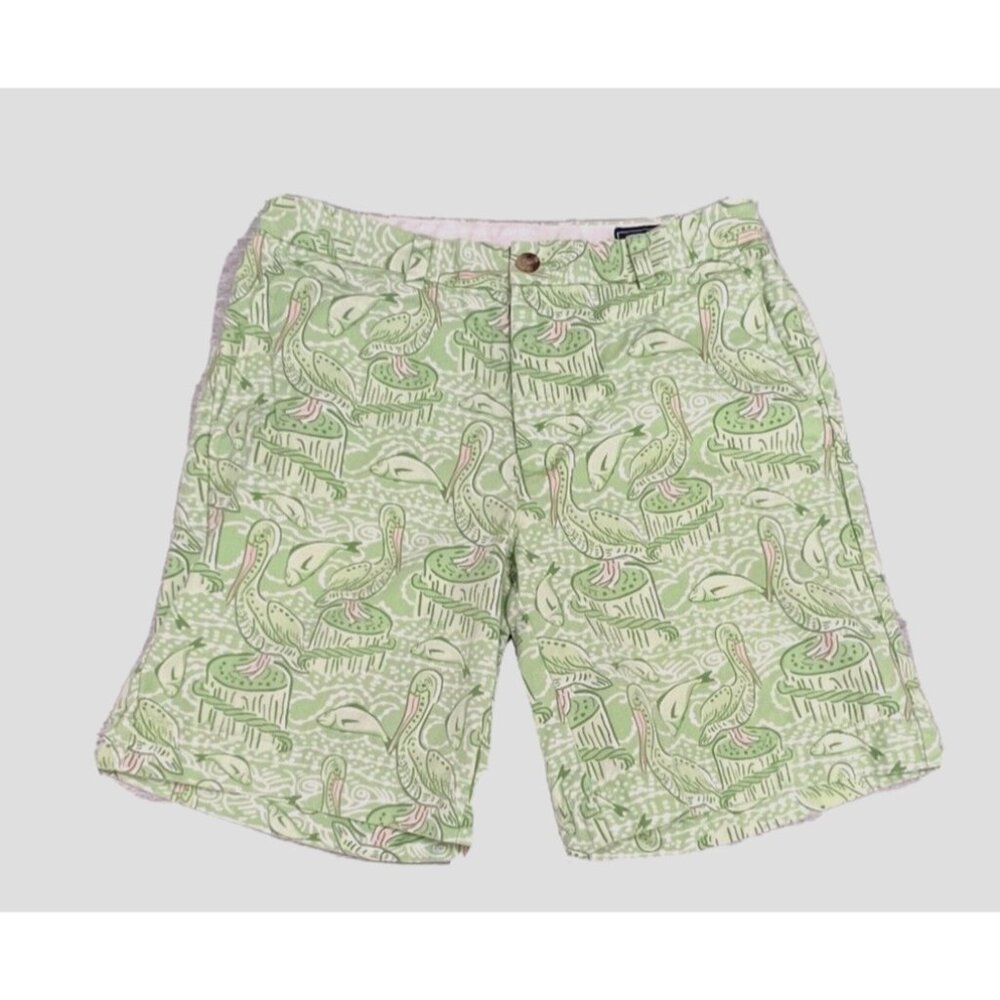 Vineyard Vines Mens Shorts 30 Green Breaker Preppy 8.5" Print Pelican‎ Fish Golf